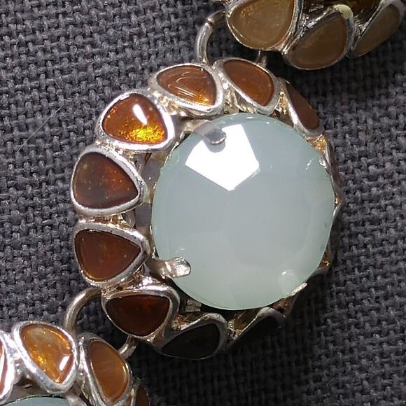 Light Blue Milky Faceted Topaz Enamel Necklace, 20" Length - Picture 4 of 9